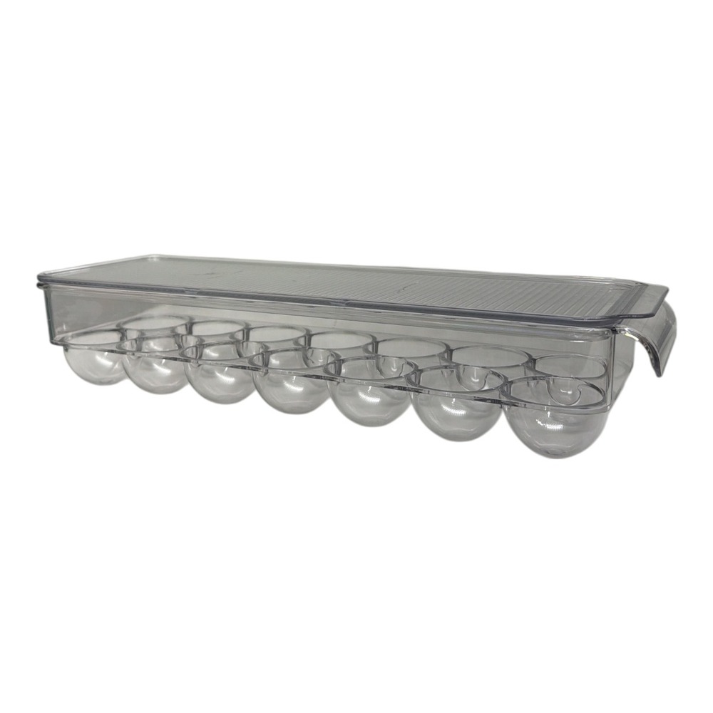 Egg Holder 14 Clear Plastic Refrigerator Container Storage Organizer Tray EUC